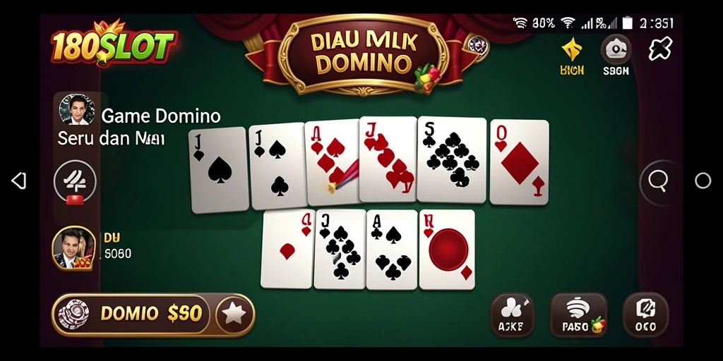 Tampilan antarmuka menarik dari game Domino 180SLOT.