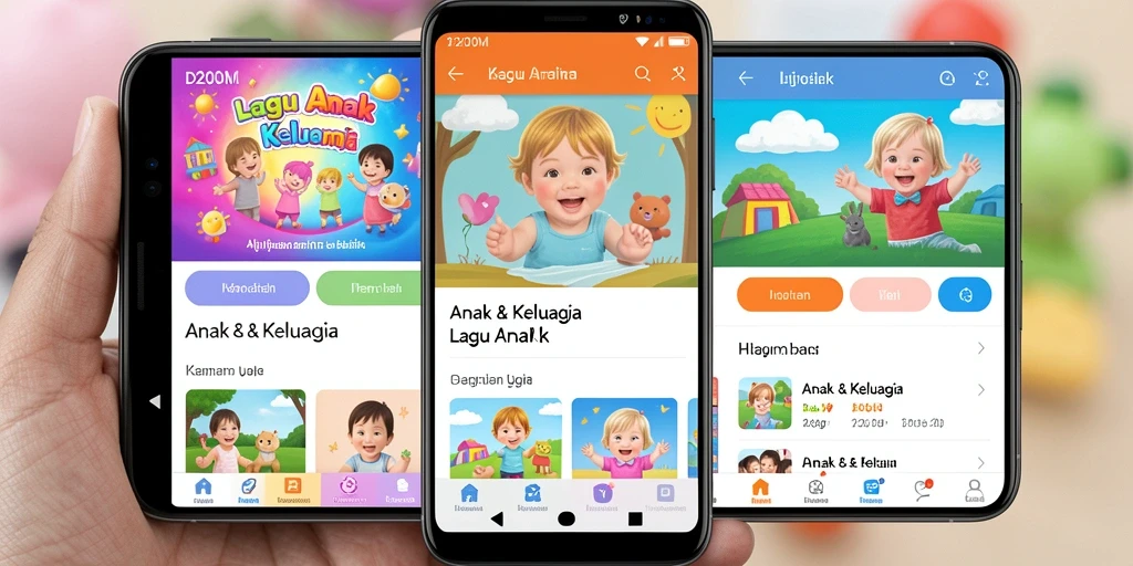 Antarmuka D200M yang ceria dan ramah anak untuk Lagu Anak.