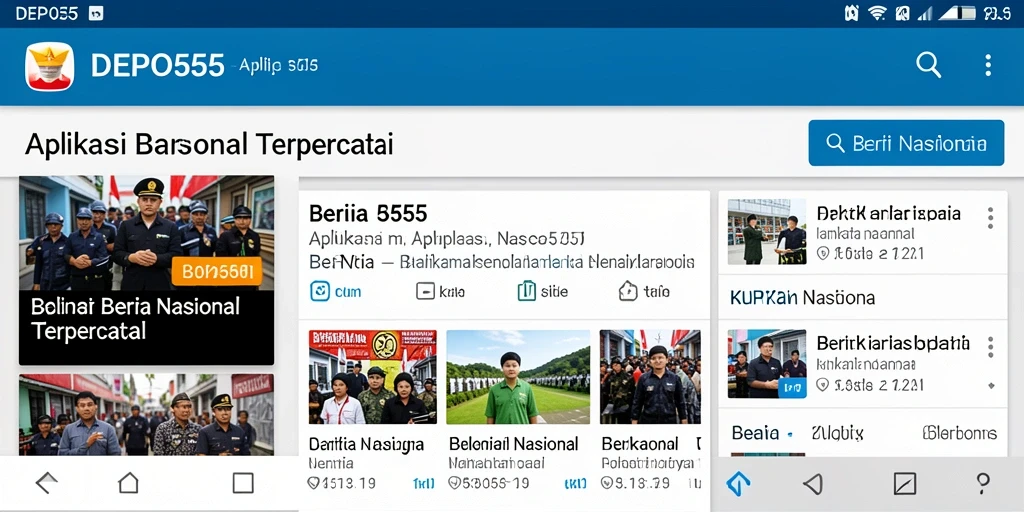 Tampilan antarmuka utama DEPO555 dengan berita terkini.