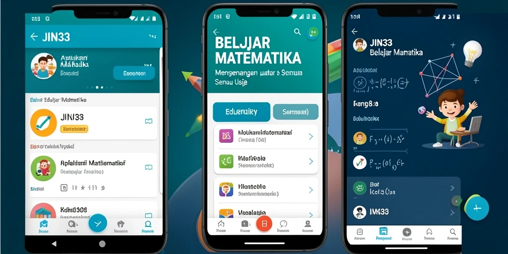 Tampilan antarmuka JIN33 yang menarik dan interaktif untuk belajar matematika.