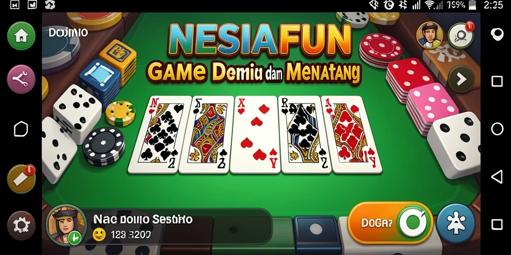 Screenshot antarmuka NESIAFUN menampilkan permainan domino yang menarik.