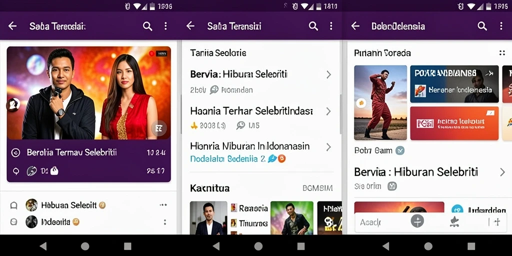 Antarmuka PG11 menampilkan berita selebriti terbaru dan menarik.