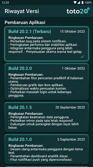 Riwayat Versi Aplikasi toto20 untuk Pengguna Android